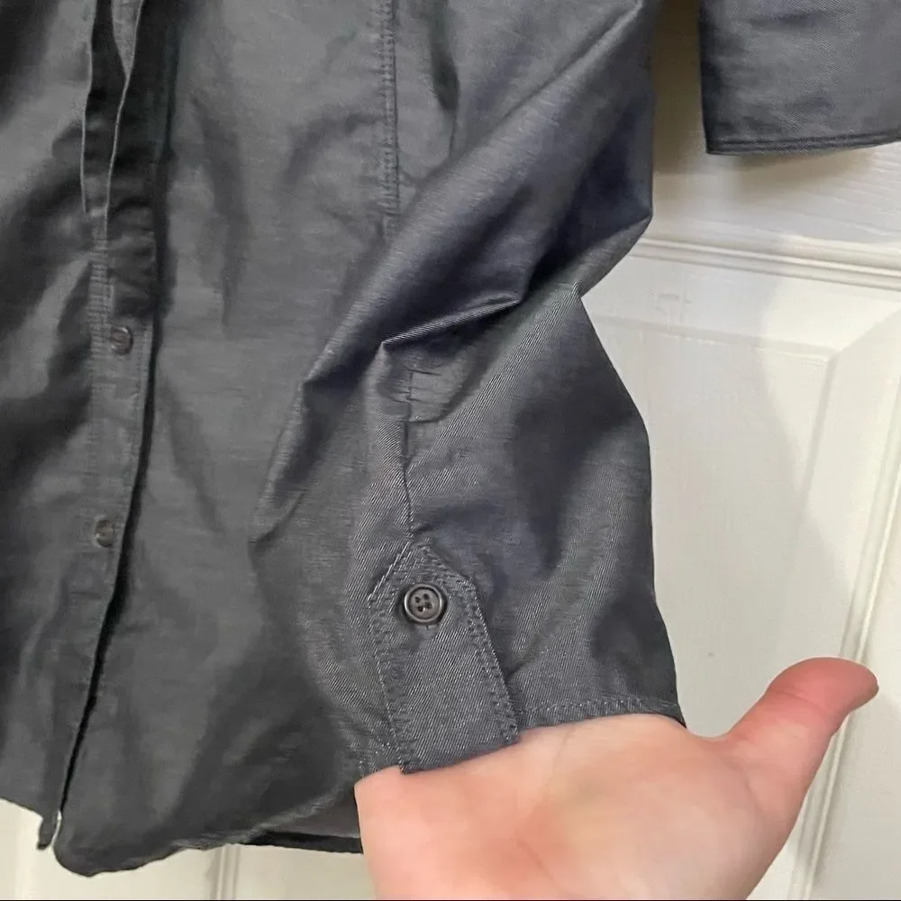 Gap Dark Cotton Drawstring Waist Shirtdress with Pockets, Medium - Picture 9 of 13